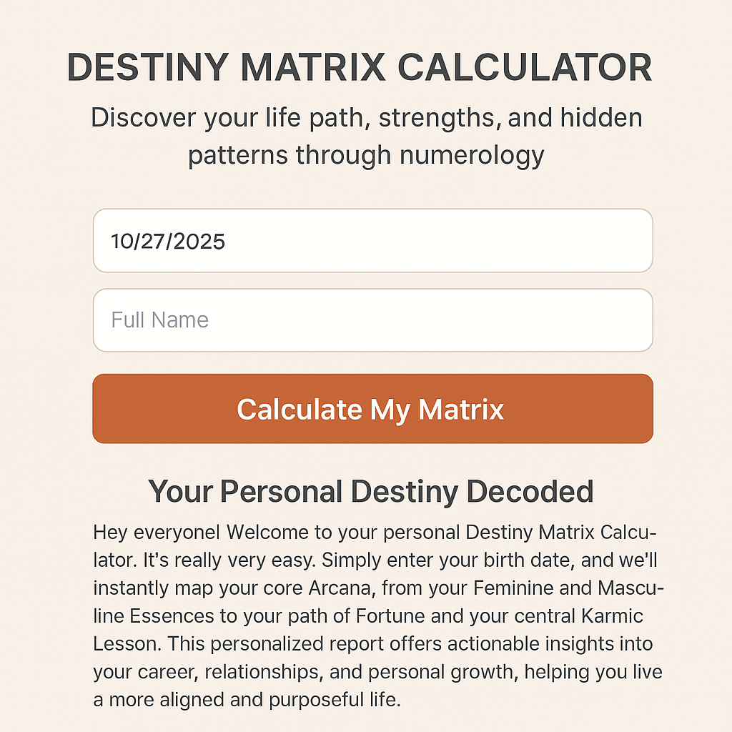 Free Destiny Matrix Chart Calculator