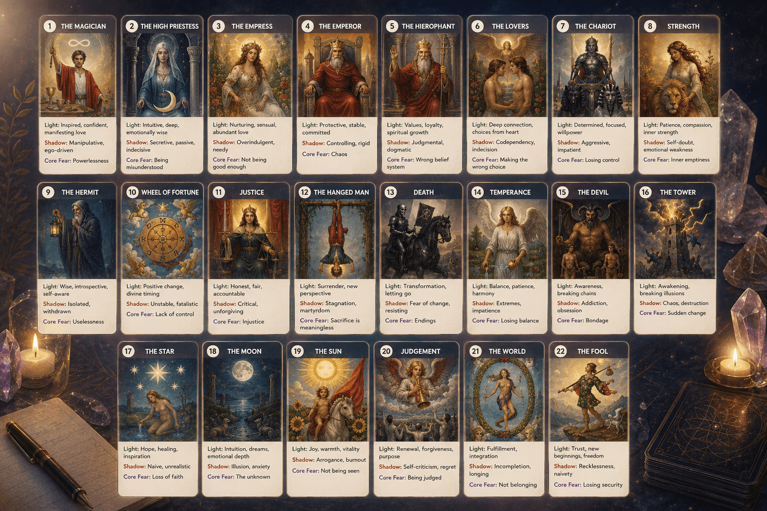 All 22 Love Line Arcana Meanings (1 to 22)