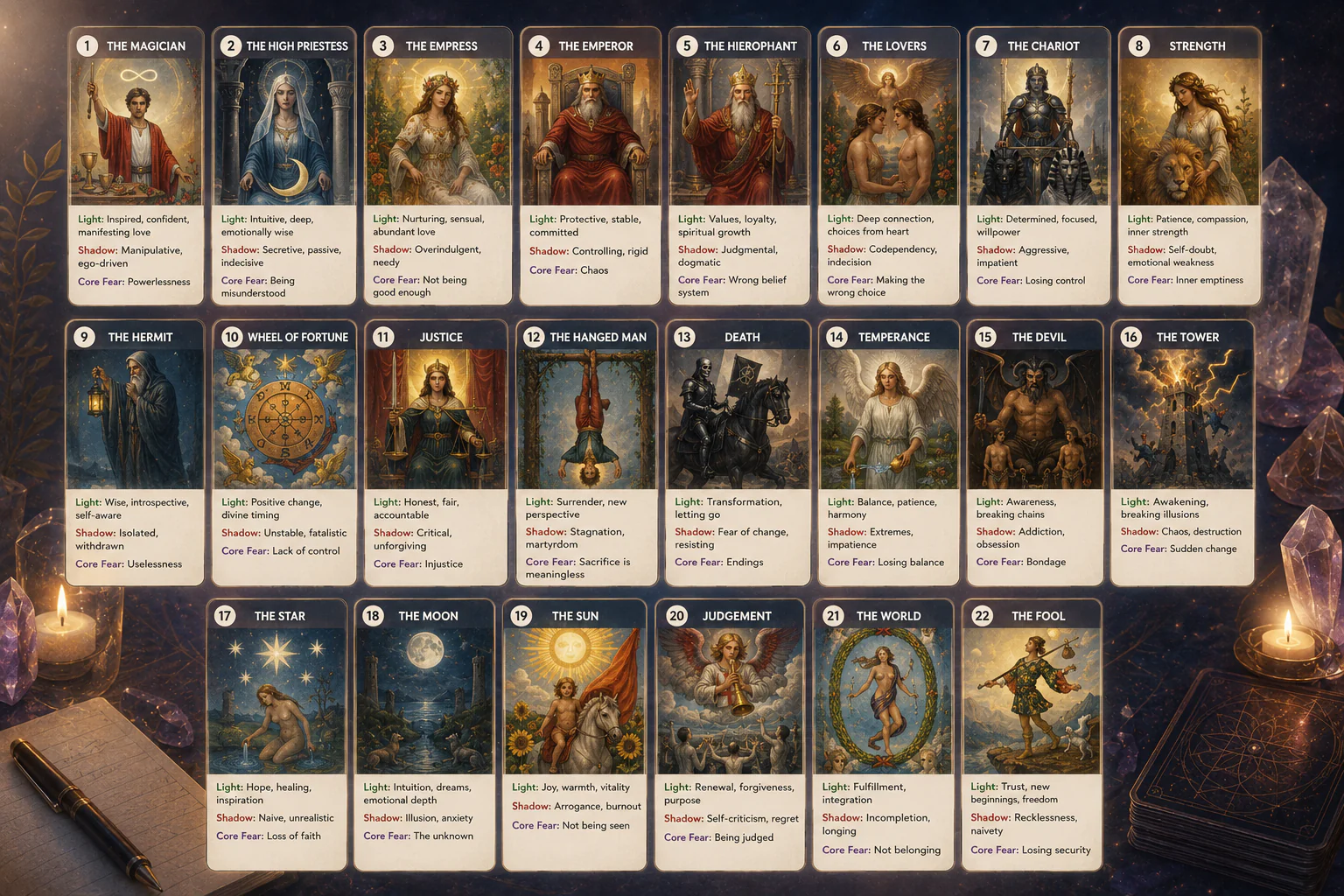 All 22 Love Line Arcana Meanings (1 to 22)