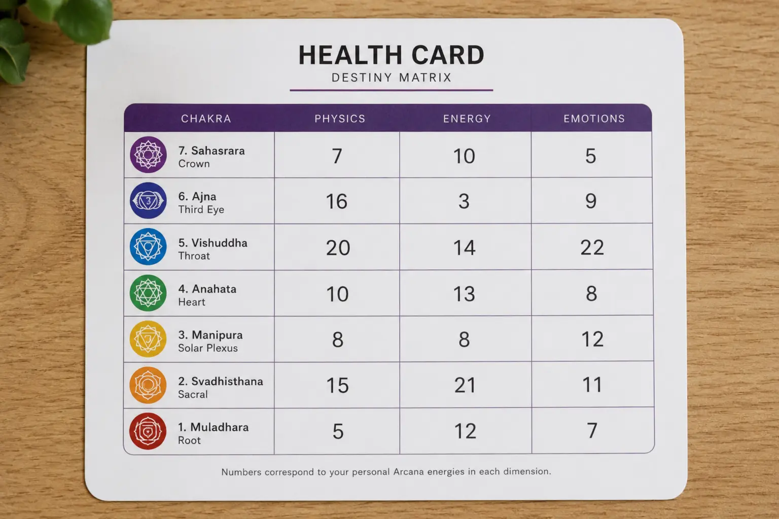 Health Card in the Destiny Matrix